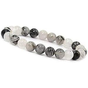 - Manifestation Bracelet - Natural Black Rutile Beaded Stretch Bracelet 8Mm -
